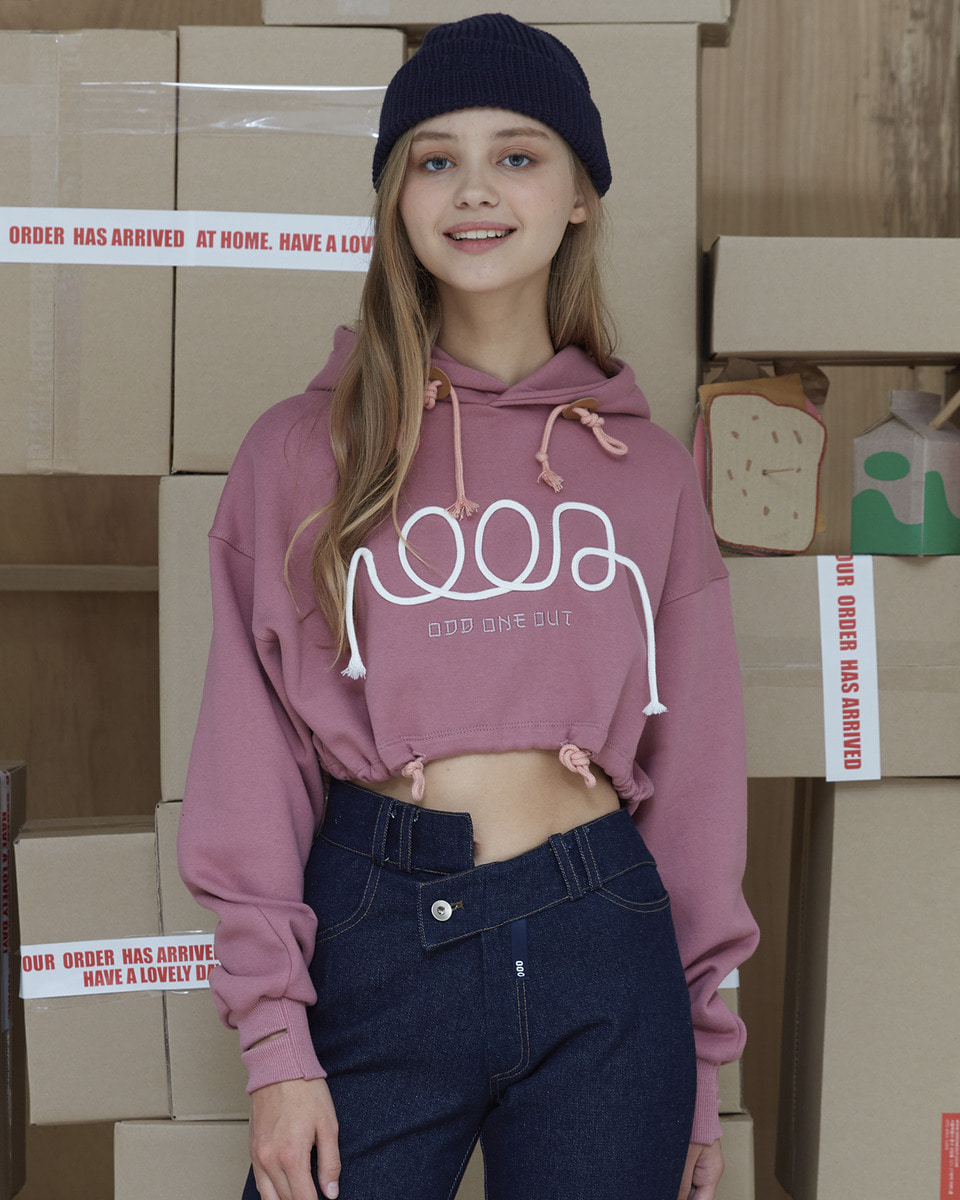 STRING CROP SWEAT SHIRT_PINK