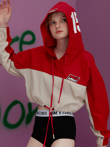 DIM E CRES X-LOGO HOODIENUMBER 15 CROP HOODIE_RED