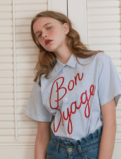 OIOI BLUE PIN STRIPE SHIRTS