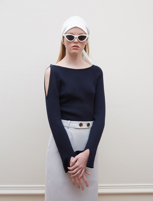 2WAY OFF SHOULDER KNIT_navy