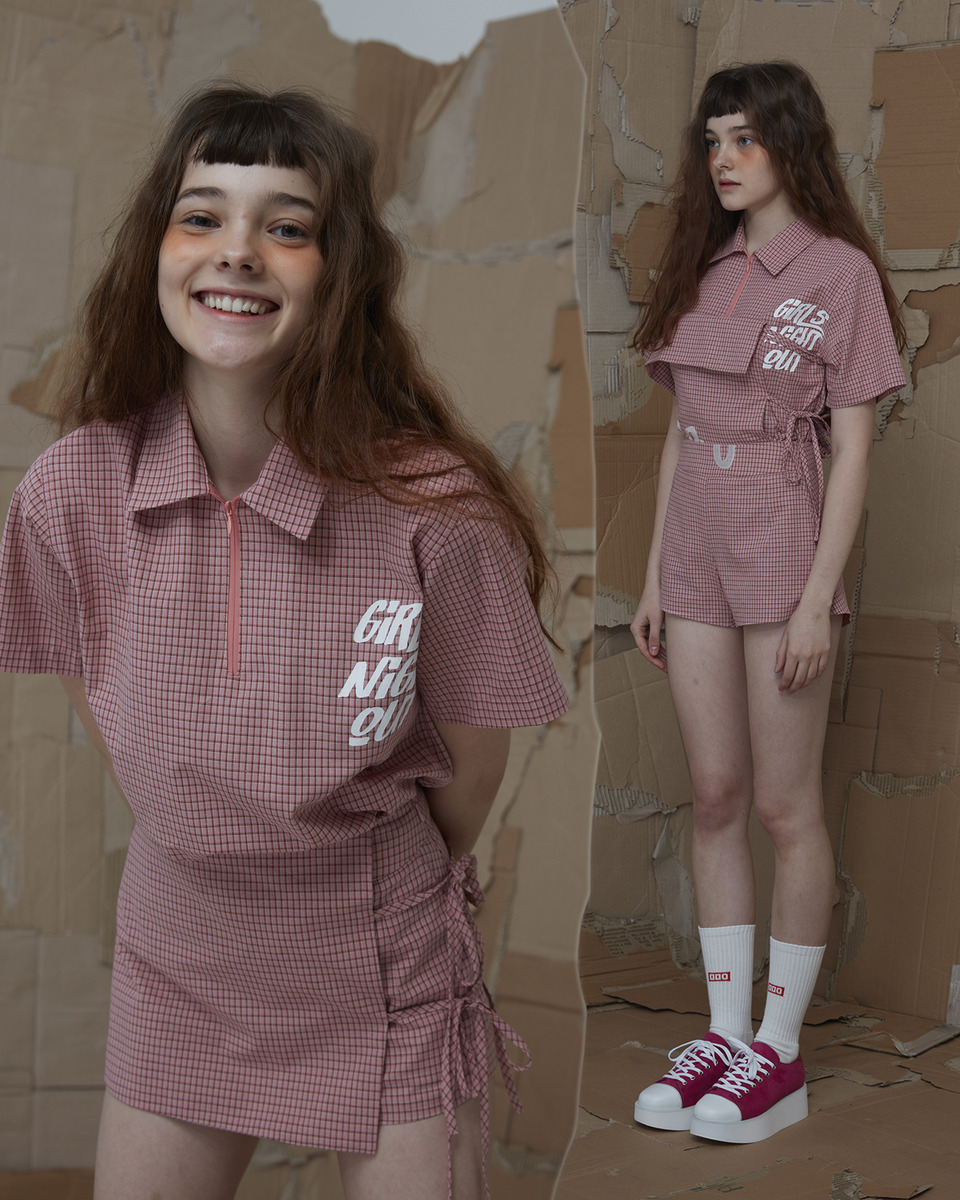 ODD ONE OUT STRING SKIRT PANTS_PINK