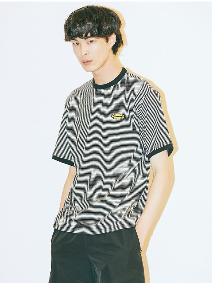 CHARM'S Stripe Circle Logo T_GYBK (CAM17TS07U28S15)