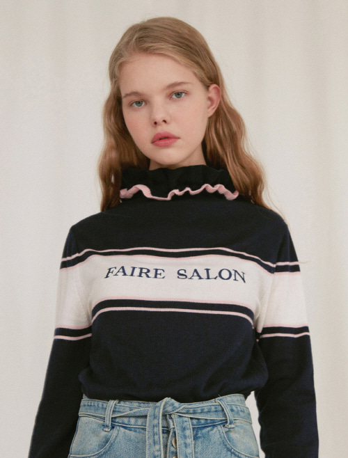 OIOI NECK FRILL KNIT_navy (OIO17KC03U49F40)